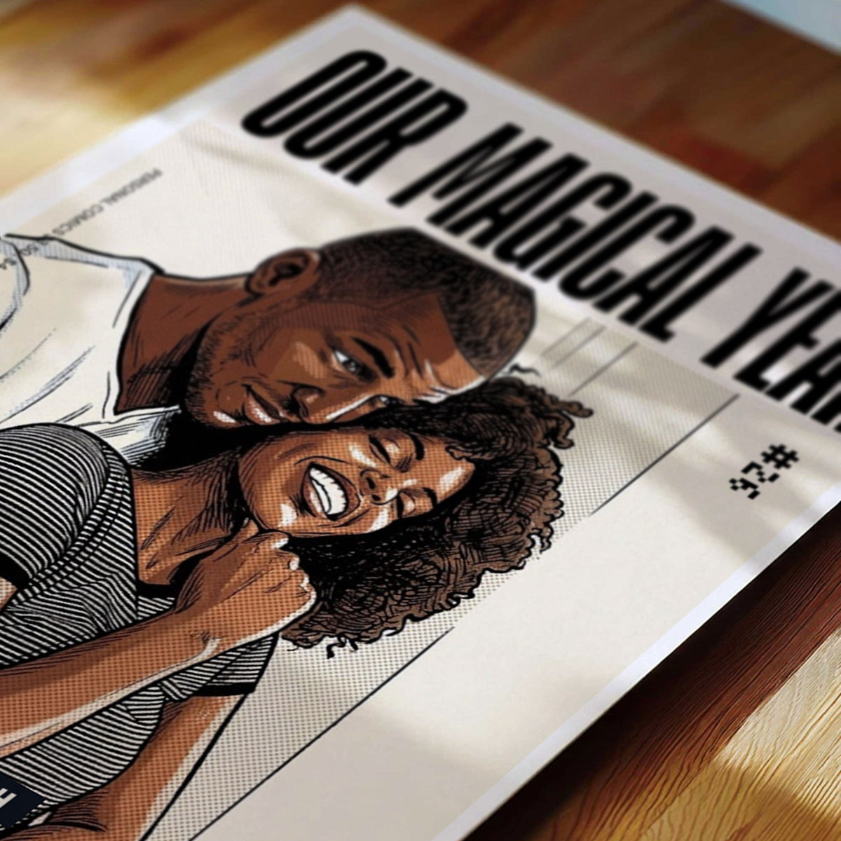 The personalised comic print supplied as unframed paper, with no frame.