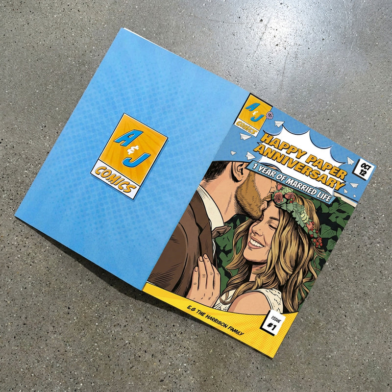 A printed copy of the 1st Anniversary personalised comic book.